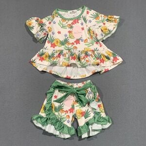 New Marie Nicole Clothing Kids Floral Ruffle Set Top Shorts 6-12 months